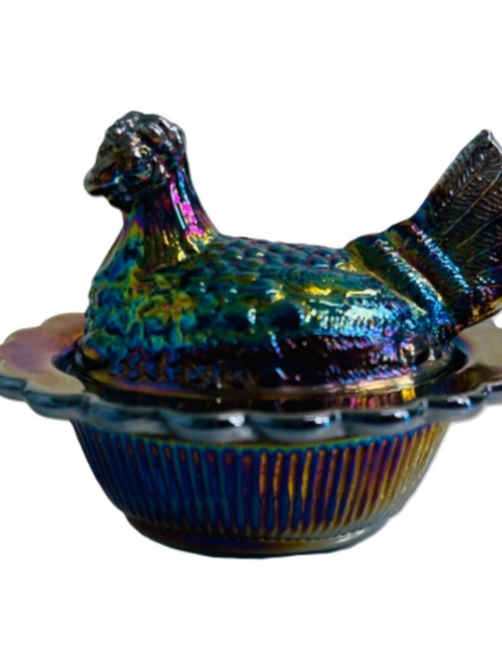 Vintage Mosser Glass Amethyst Miniature Hen on Nest Salt Cellar Underline M Mark